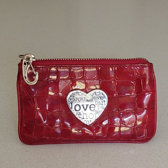 Brighton Red Patent Leather Small Zip Coin Purse - Picture 1 of 16